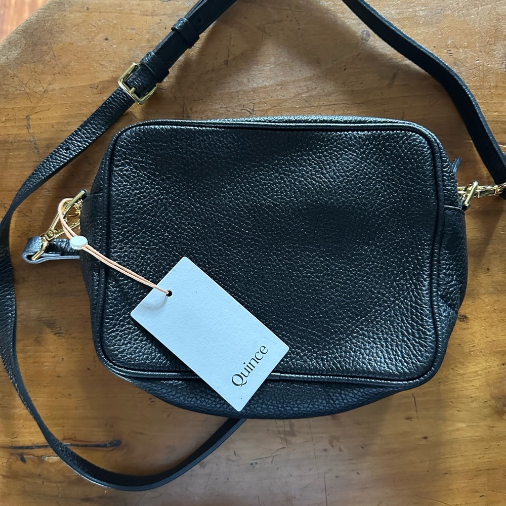 Quince Black Leather Crossbody Bag new